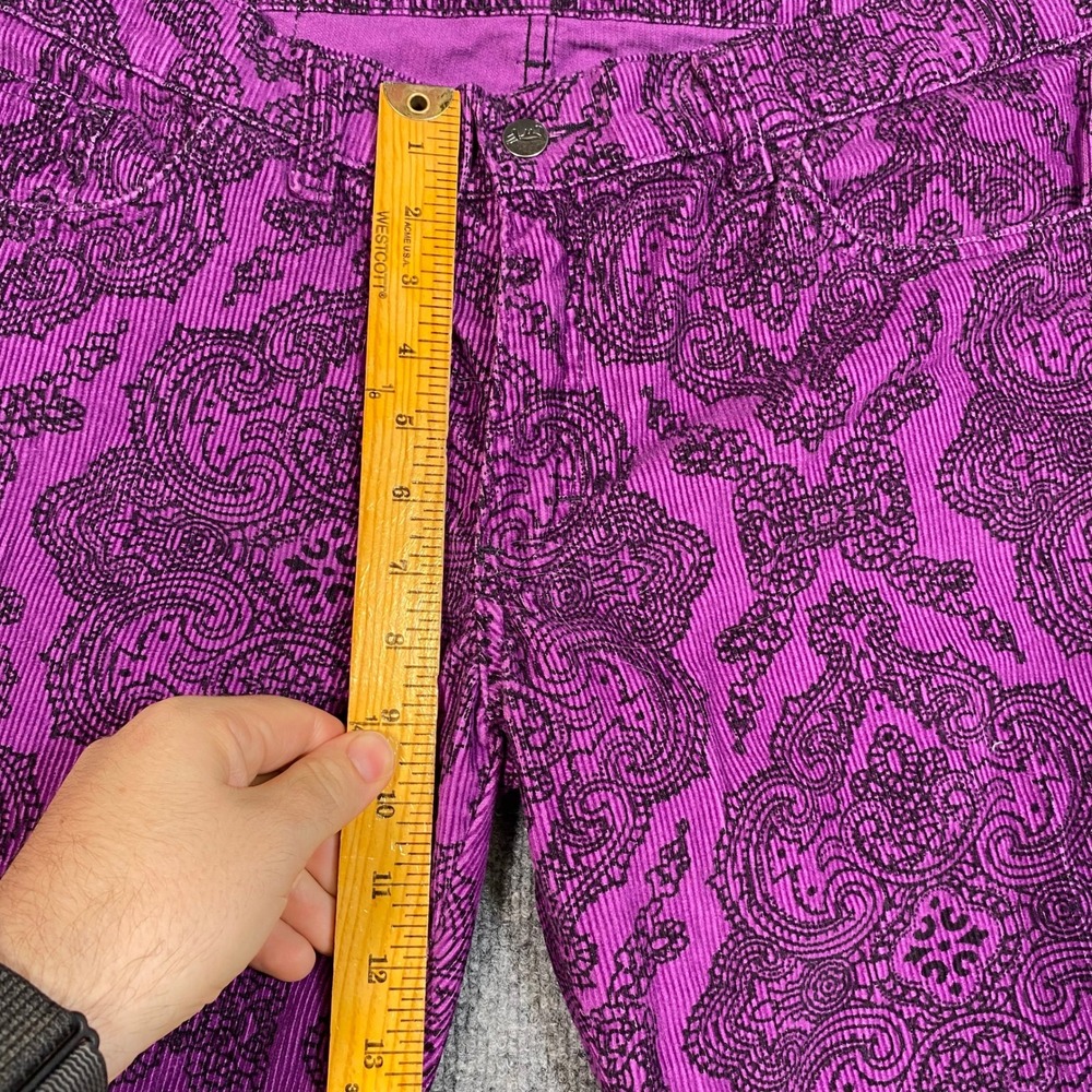 Run & Fly Purple Paisley Corduroy Flare Bell Bottom Pants Size 34L Made in UK - Picture 5 of 11